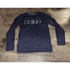 Thereabouts Boys Moon Phase Graphic Long Sleeve Tee Navy Blue Size M 10/12